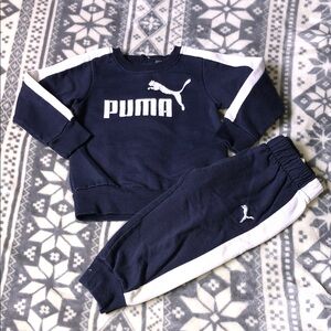 Puma Navy Blue and White Kids Sweat Set